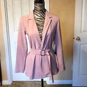Stylish mauve pink Jacket belt tie waist